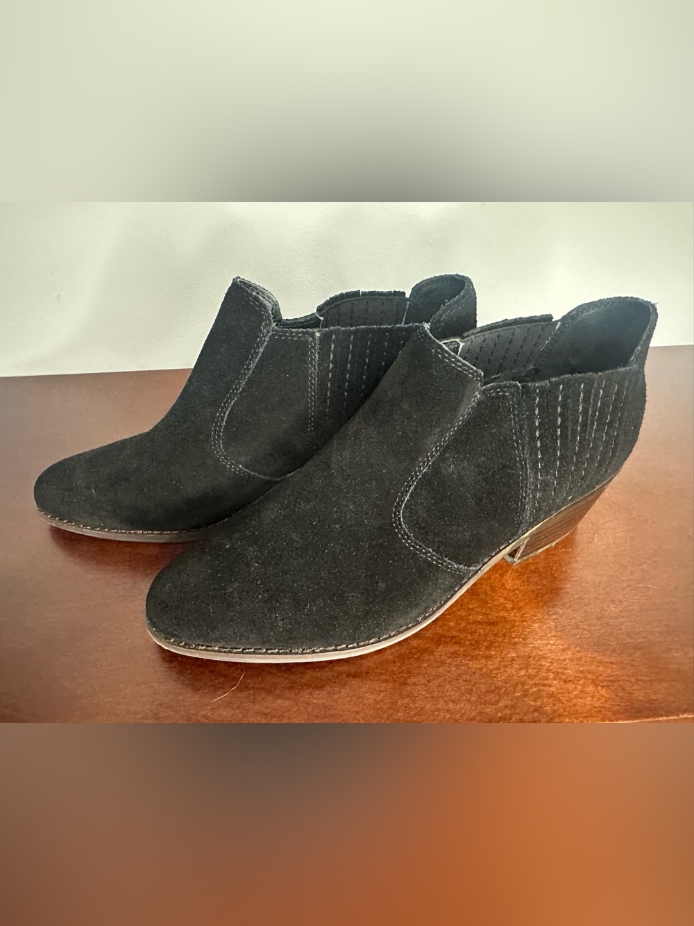 Lucky Brand Black Suede Ankle Booties with Low Heel